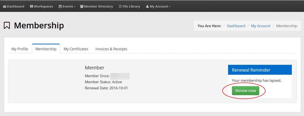 Click Renew Now button to renew your EPCV membership